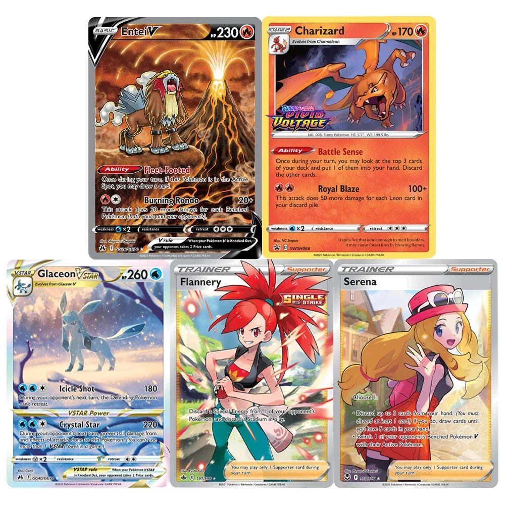 Pokemon Cards Foil Flash Card Sword-shield Series Pikachu Entei Flannery Leafeon Chien-pao Glaceon Collection Cards Proxy Card Pokemon Cards Foil Flash Card Sword-shield Series Pikachu Entei Flannery Leafeon Chien-pao Glaceon Collection Cards Proxy Card